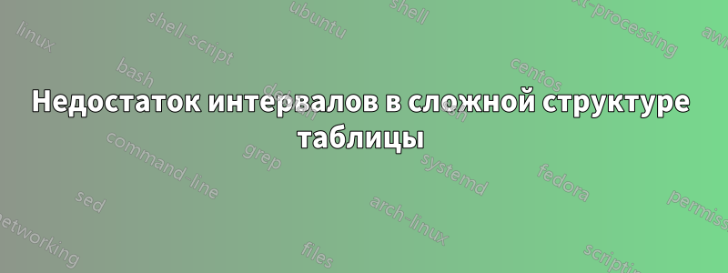 Недостаток интервалов в сложной структуре таблицы