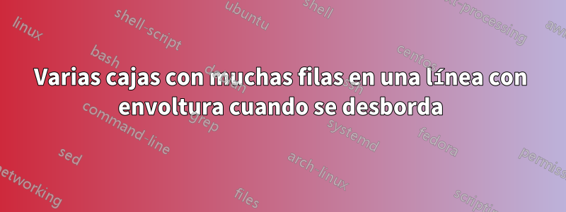 Varias cajas con muchas filas en una línea con envoltura cuando se desborda