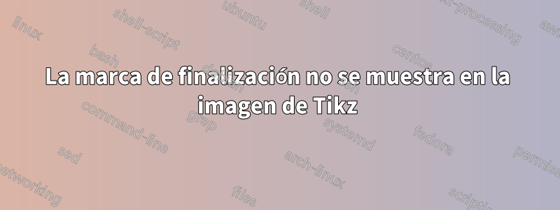 La marca de finalización no se muestra en la imagen de Tikz