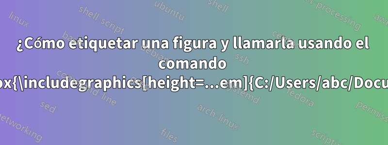 ¿Cómo etiquetar una figura y llamarla usando el comando \vcenter{\hbox{\includegraphics[height=...em]{C:/Users/abc/Documents/...}}}?