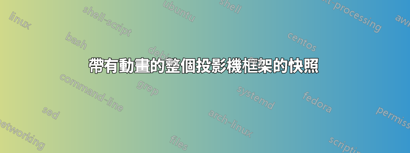 帶有動畫的整個投影機框架的快照