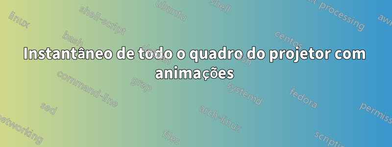 Instantâneo de todo o quadro do projetor com animações