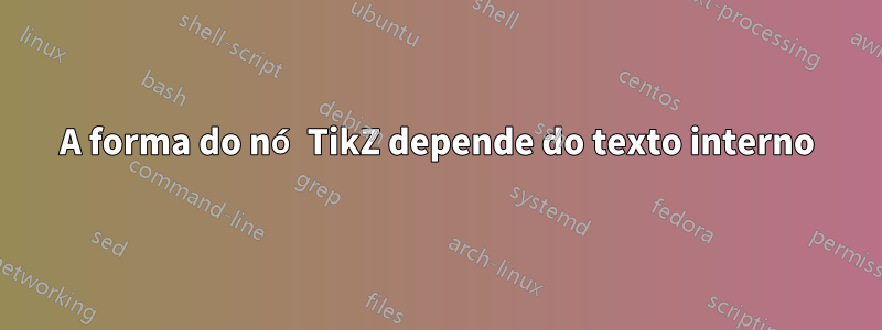 A forma do nó TikZ depende do texto interno