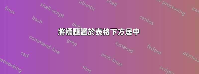 將標題置於表格下方居中