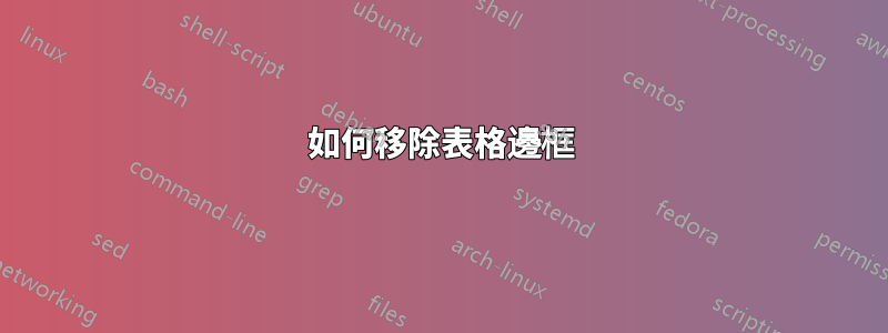 如何移除表格邊框