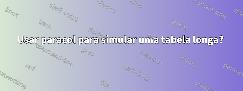 Usar paracol para simular uma tabela longa?