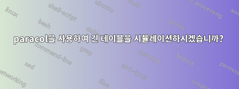 paracol을 사용하여 긴 테이블을 시뮬레이션하시겠습니까?