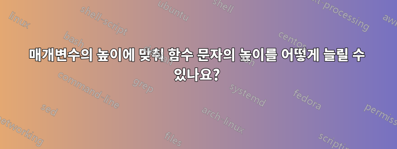 매개변수의 높이에 맞춰 함수 문자의 높이를 어떻게 늘릴 수 있나요?