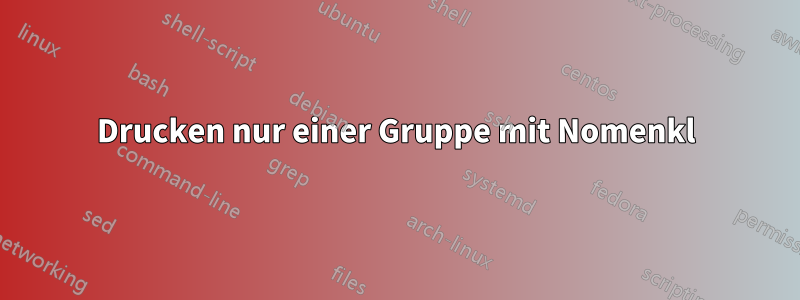 Drucken nur einer Gruppe mit Nomenkl