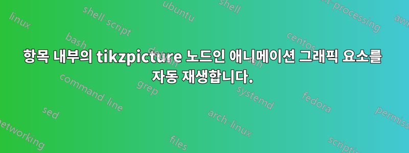 항목 내부의 tikzpicture 노드인 애니메이션 그래픽 요소를 자동 재생합니다.