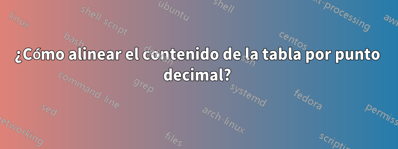 ¿Cómo alinear el contenido de la tabla por punto decimal?