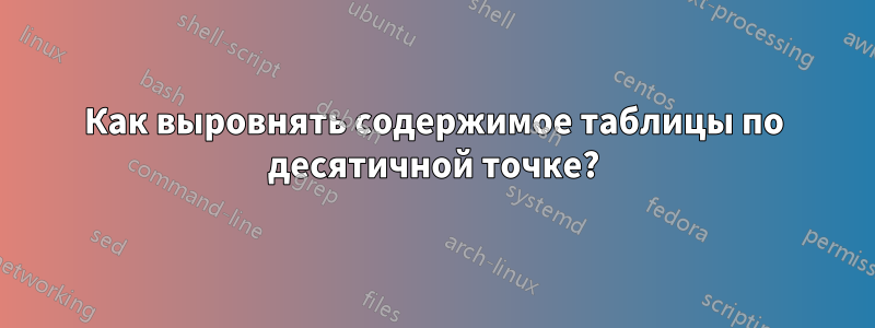 Как выровнять содержимое таблицы по десятичной точке?