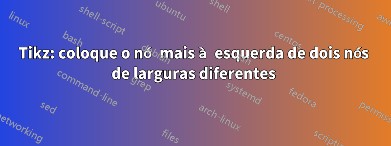 Tikz: coloque o nó mais à esquerda de dois nós de larguras diferentes