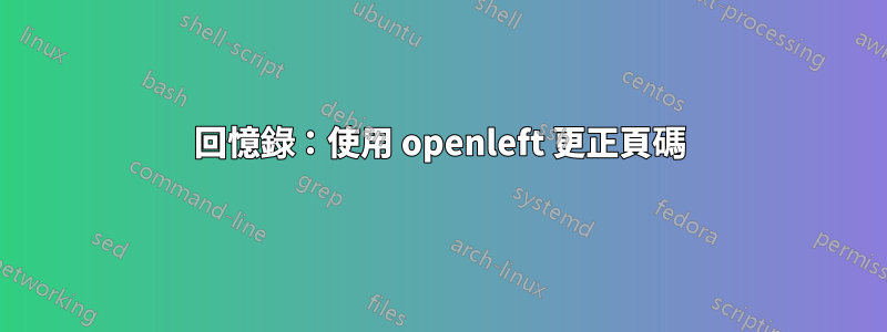 回憶錄：使用 openleft 更正頁碼