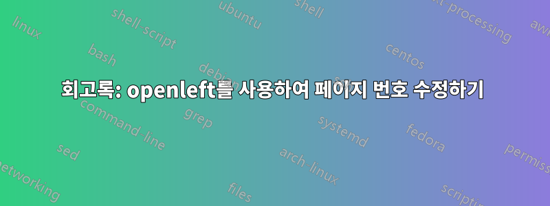 회고록: openleft를 사용하여 페이지 번호 수정하기