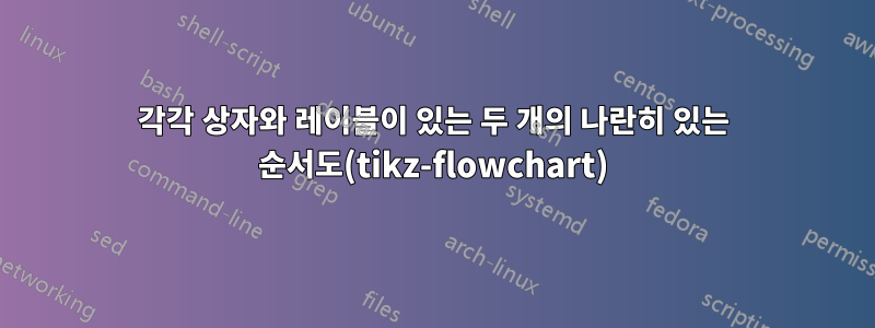 각각 상자와 레이블이 있는 두 개의 나란히 있는 순서도(tikz-flowchart)