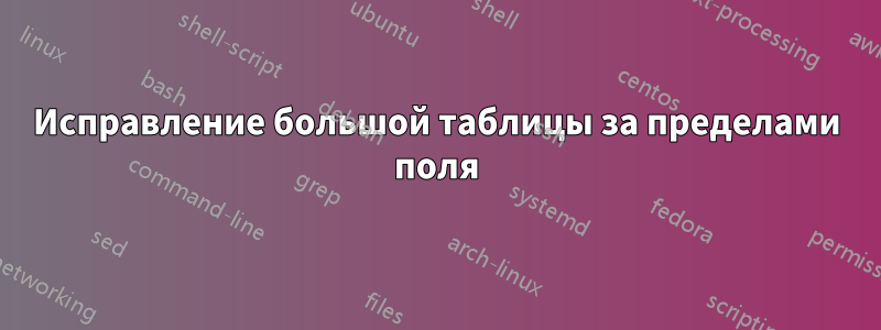 Исправление большой таблицы за пределами поля