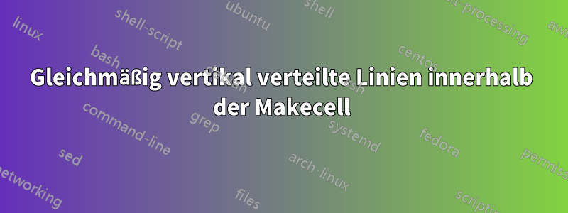 Gleichmäßig vertikal verteilte Linien innerhalb der Makecell