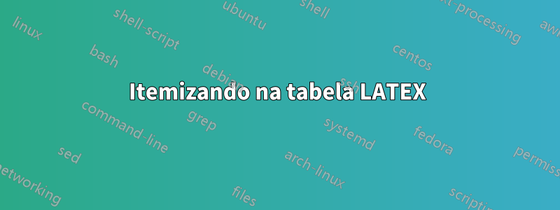 Itemizando na tabela LATEX