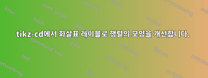 tikz-cd에서 화살표 레이블로 행렬의 모양을 개선합니다.