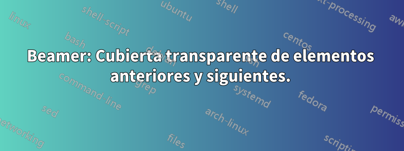 Beamer: Cubierta transparente de elementos anteriores y siguientes.