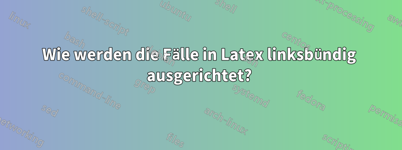 Wie werden die Fälle in Latex linksbündig ausgerichtet?