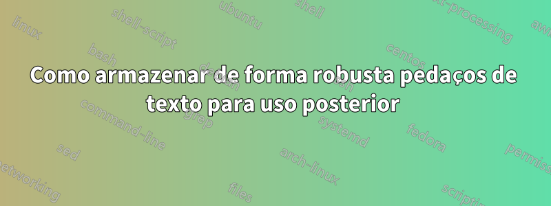 Como armazenar de forma robusta pedaços de texto para uso posterior