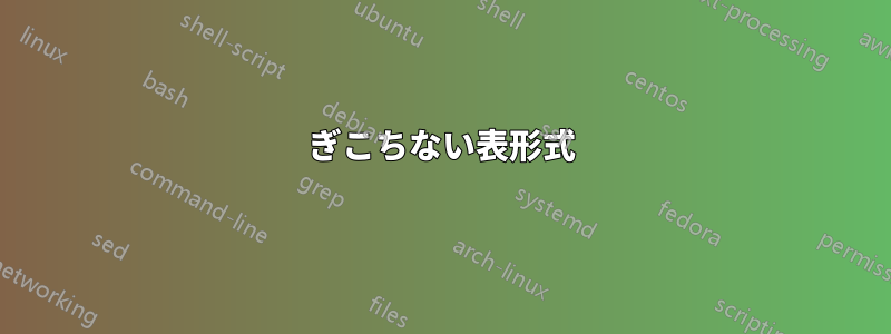 ぎこちない表形式