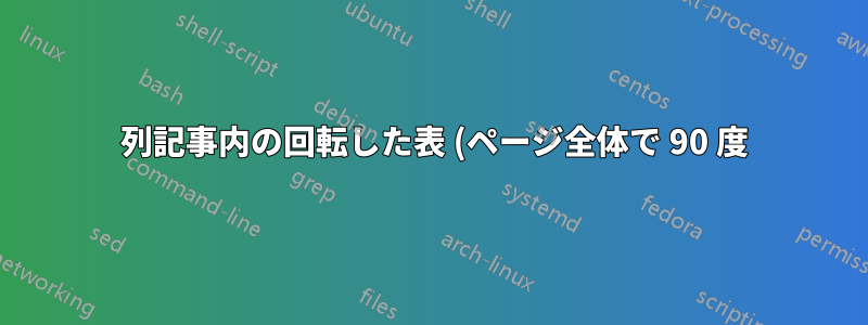2 列記事内の回転した表 (ページ全体で 90 度)