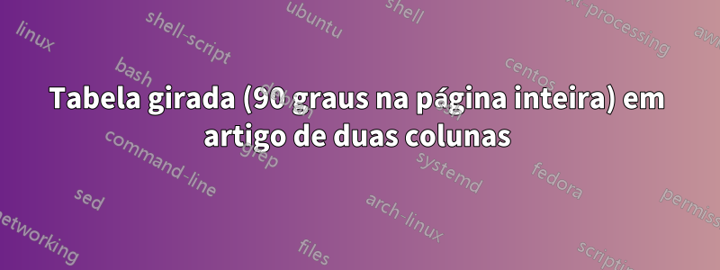 Tabela girada (90 graus na página inteira) em artigo de duas colunas