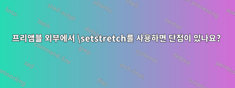 프리앰블 외부에서 \setstretch를 사용하면 단점이 있나요?