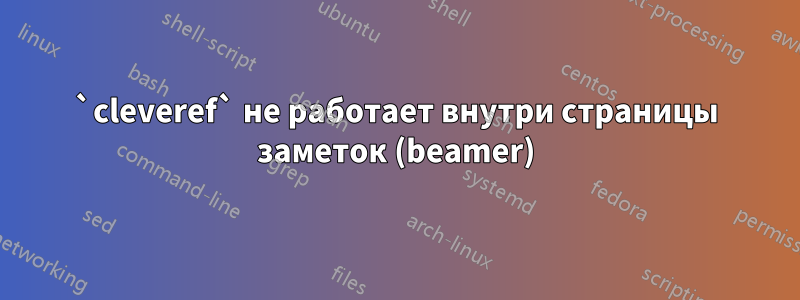 `cleveref` не работает внутри страницы заметок (beamer)