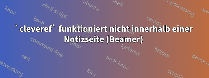 `cleveref` funktioniert nicht innerhalb einer Notizseite (Beamer)