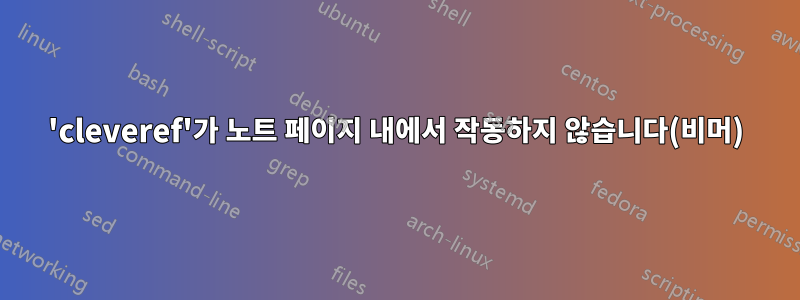 'cleveref'가 노트 페이지 내에서 작동하지 않습니다(비머)