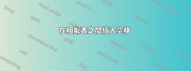 在相鄰表之間插入空格