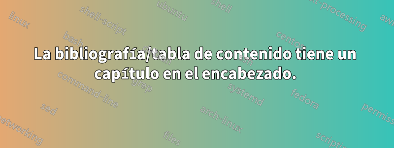 La bibliografía/tabla de contenido tiene un capítulo en el encabezado.