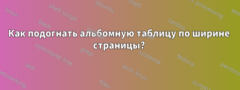 Как подогнать альбомную таблицу по ширине страницы?