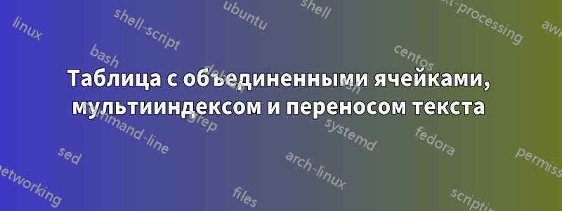 Таблица с объединенными ячейками, мультииндексом и переносом текста