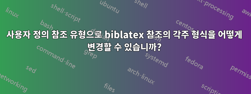 사용자 정의 참조 유형으로 biblatex 참조의 각주 형식을 어떻게 변경할 수 있습니까?