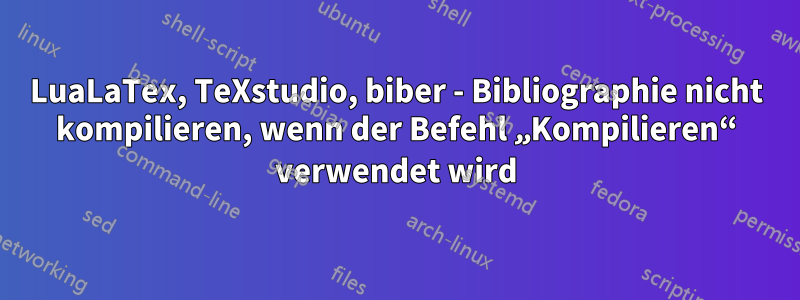LuaLaTex, TeXstudio, biber - Bibliographie nicht kompilieren, wenn der Befehl „Kompilieren“ verwendet wird