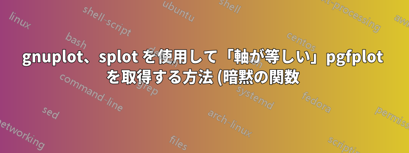 gnuplot、splot を使用して「軸が等しい」pgfplot を取得する方法 (暗黙の関数)
