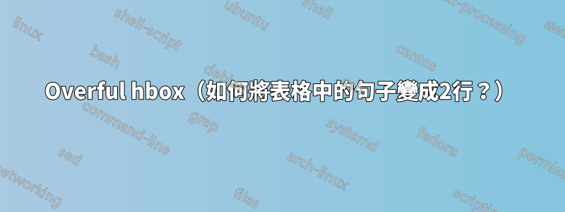 Overful hbox（如何將表格中的句子變成2行？）