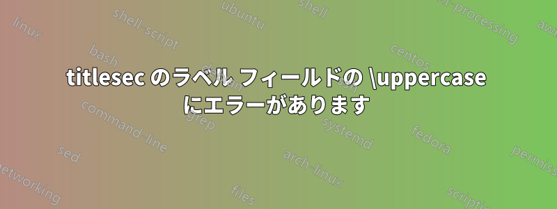 titlesec のラベル フィールドの \uppercase にエラーがあります