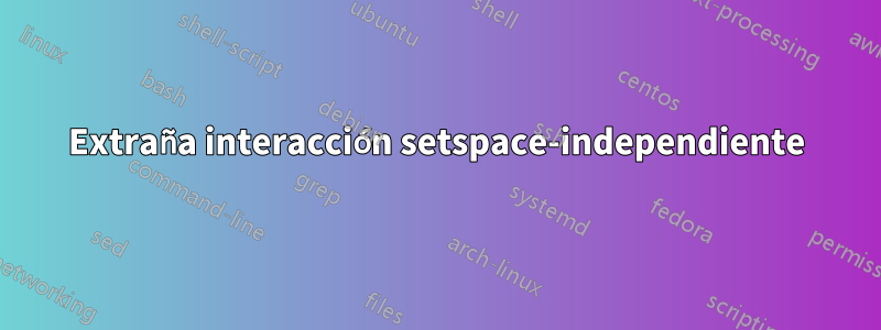 Extraña interacción setspace-independiente