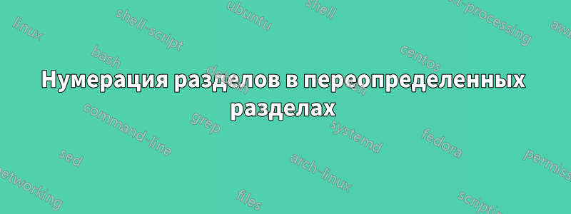 Нумерация разделов в переопределенных разделах