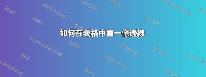 如何在表格中畫一條邊線