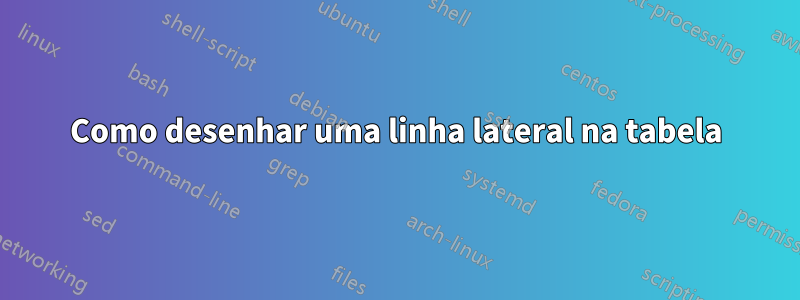 Como desenhar uma linha lateral na tabela