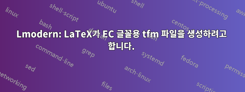 Lmodern: LaTeX가 EC 글꼴용 tfm 파일을 생성하려고 합니다.