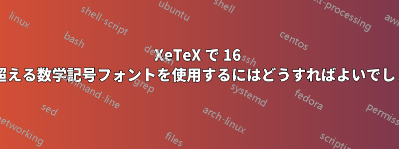 XeTeX で 16 種類を超える数学記号フォントを使用するにはどうすればよいでしょうか?