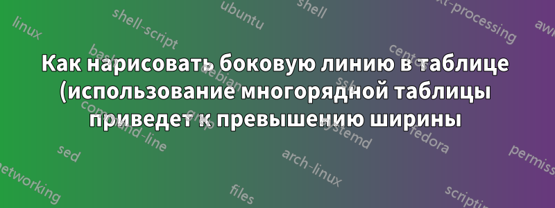 Как нарисовать боковую линию в таблице (использование многорядной таблицы приведет к превышению ширины)